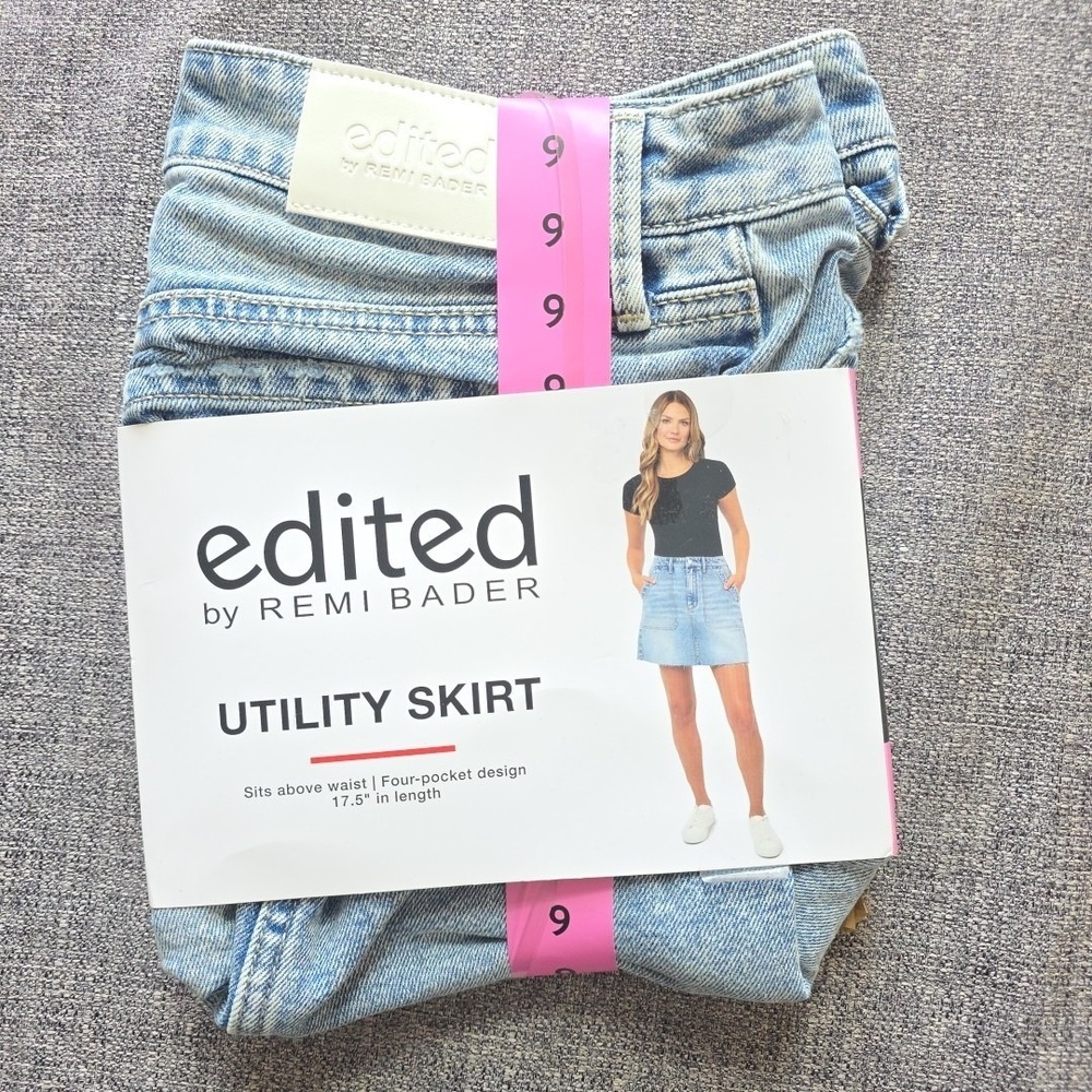 Edited by Remi Bader Women's Utility Mini Skirt Size 6 Light Wash